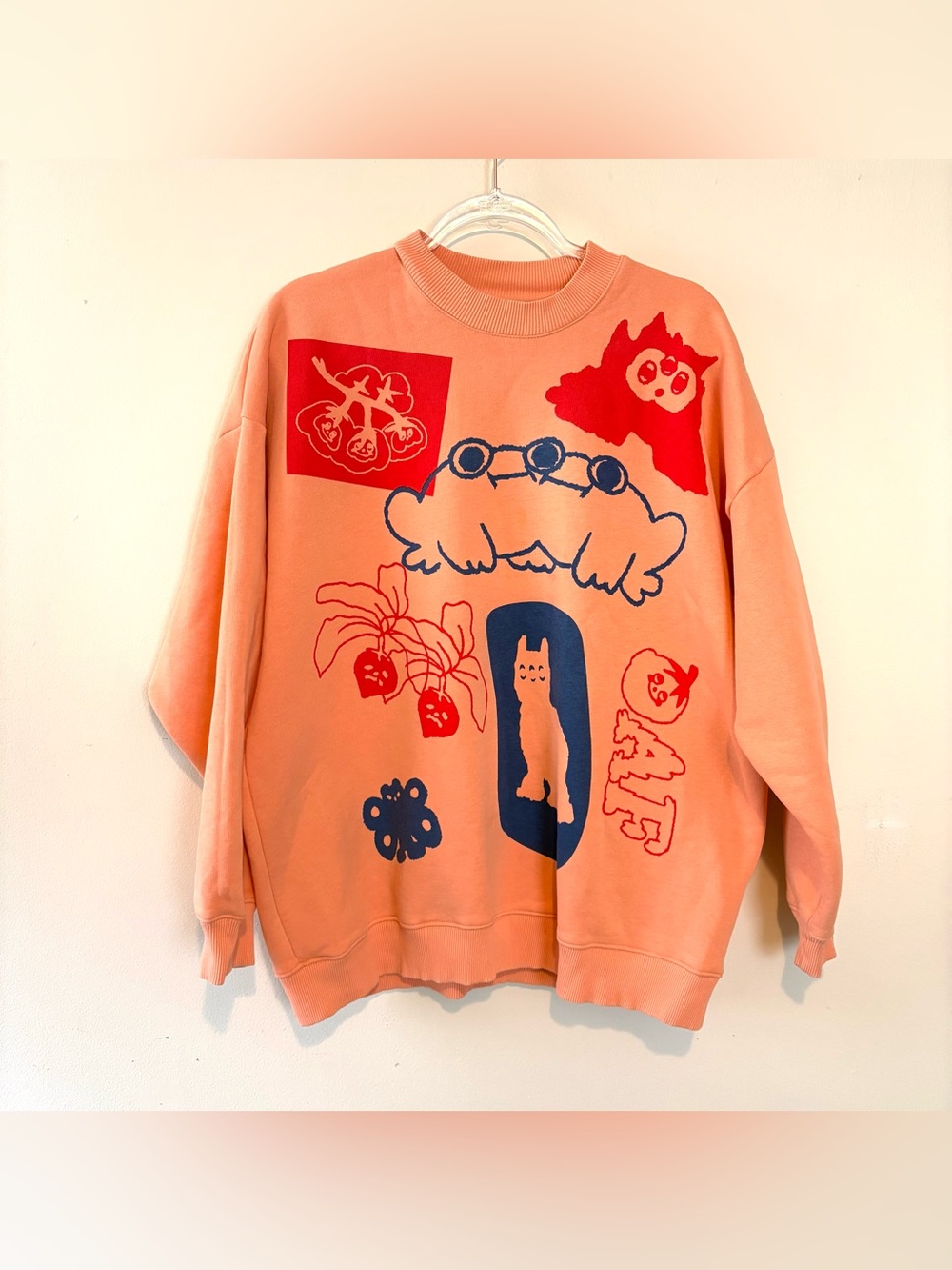Lazy Oaf folky frog peach sweatshirt - Picture 3 of 6